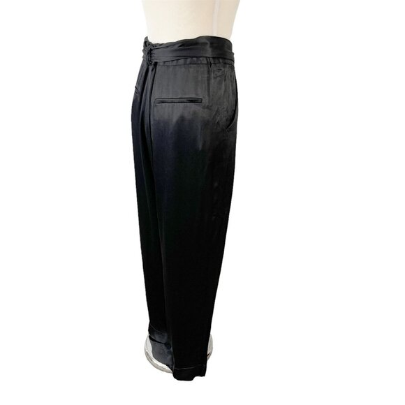 Anthropologie Ett:Twa Black Satin Dress Pants Size 10 Tie Waist Sash NWT - Picture 9 of 12